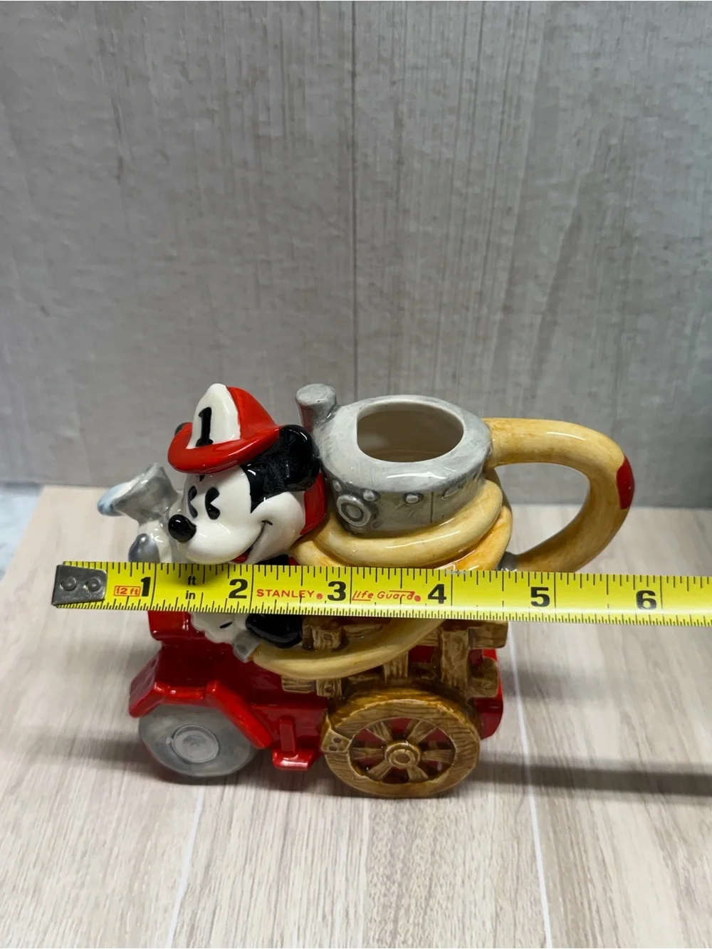 Vintage Enesco Disney Mickey's Fire Brigade Ceramic Teapot / pitcher Fire truck